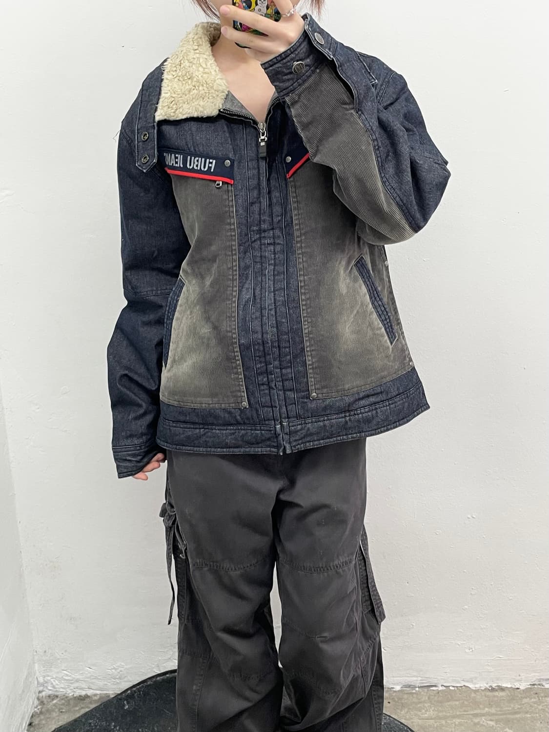 푸부 데님 믹스 보아 워크자켓 상품이미지6