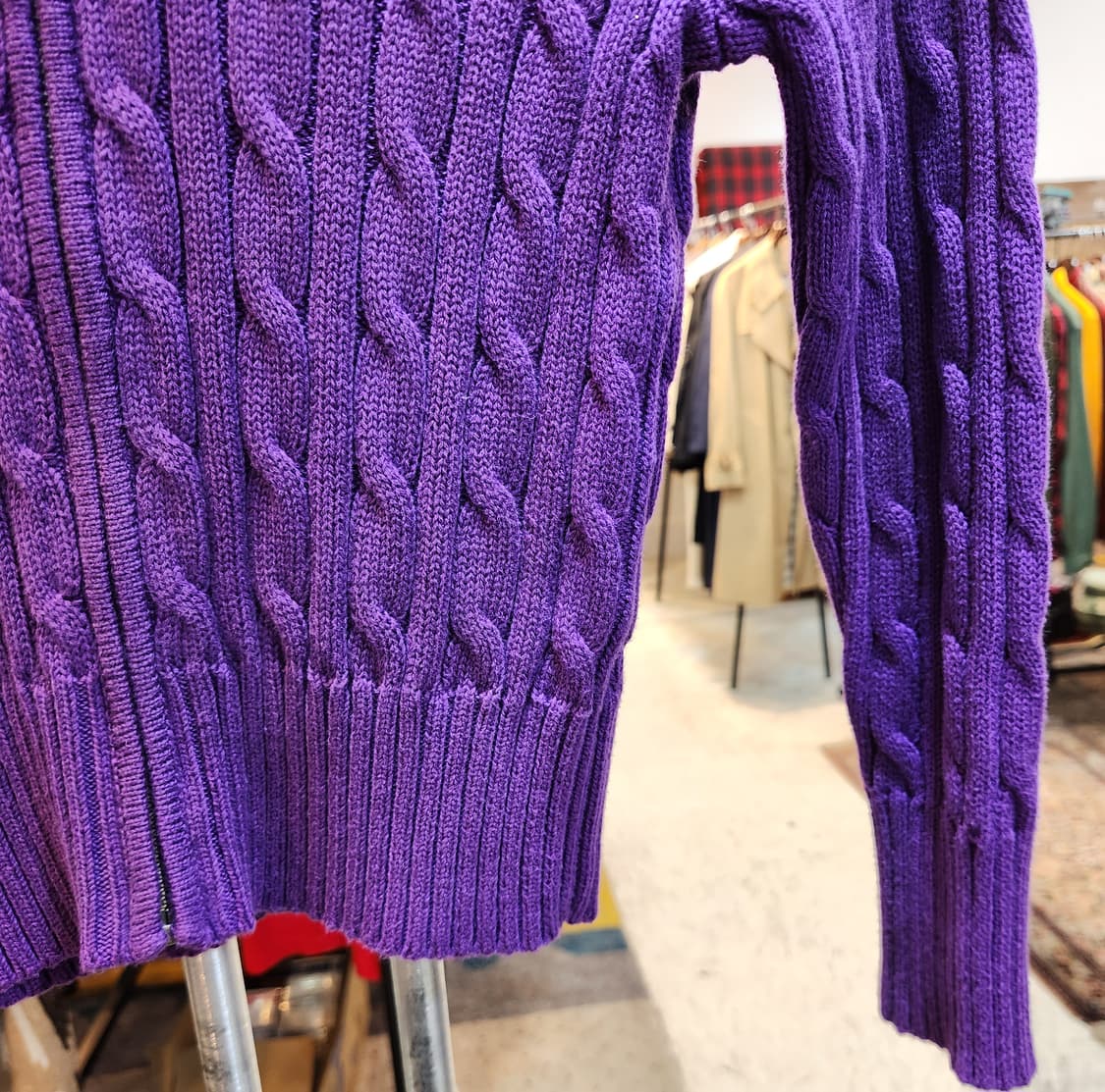 랄프 로렌 후드 꽈배기 크롭 니트  집업 상품이미지5