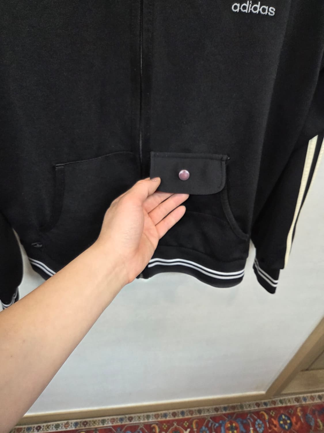 아디다스 올드스쿨 빈티지 트랙탑 후드로고 져지L 상품이미지8