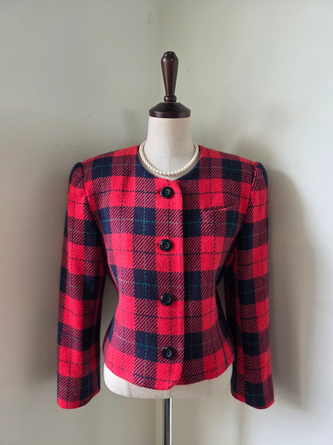 체크 울 자켓 상품이미지2