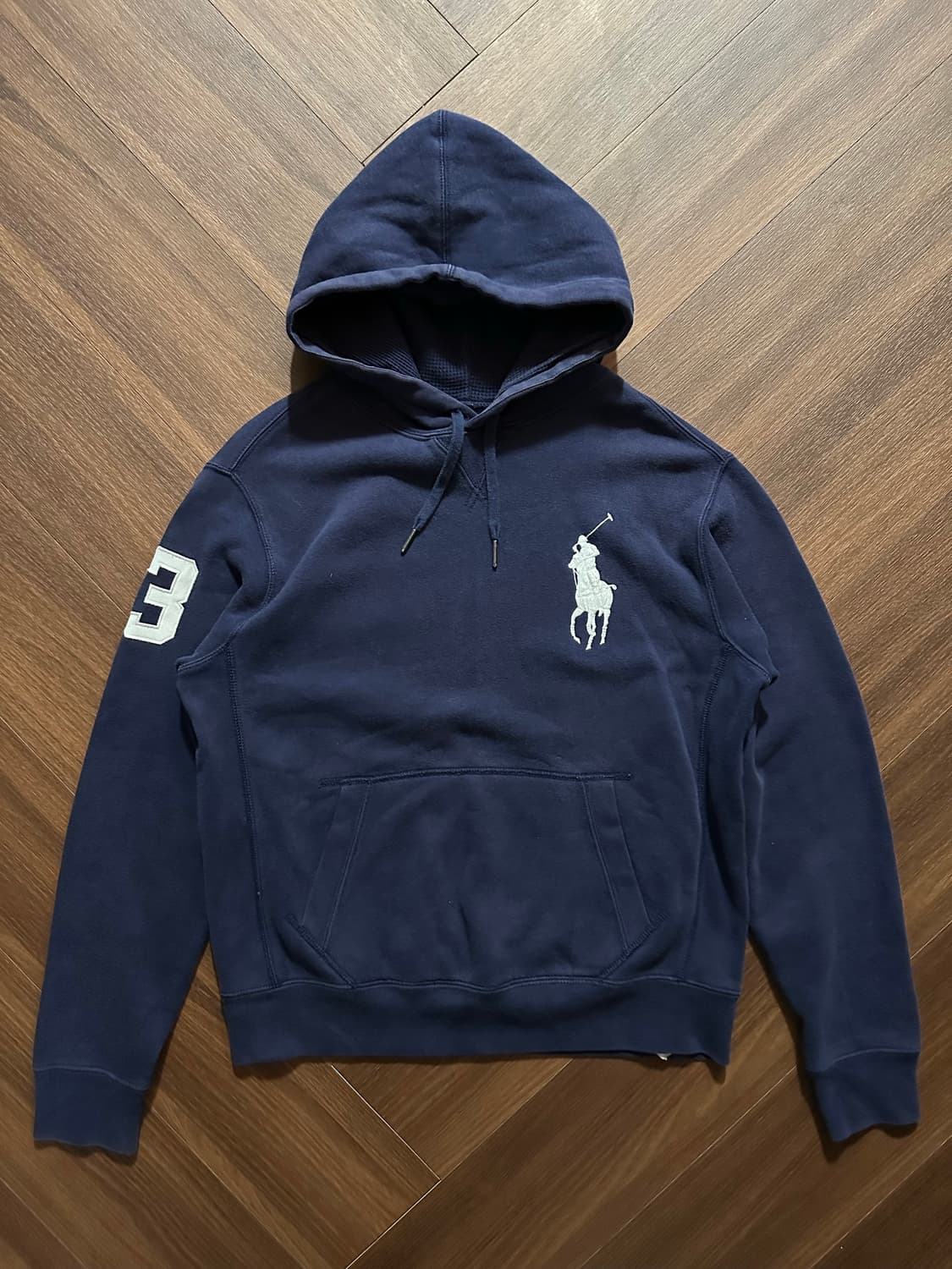 대장급 (주)두산 폴로 랄프로렌 00s 빅포니로고 네이비 써멀 후드티  상품이미지5
