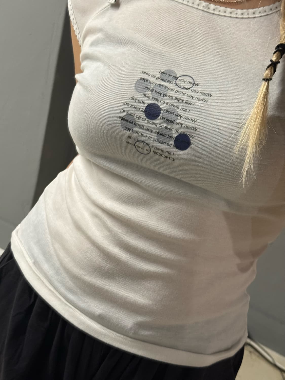 dot pattern point lettering detail top 상품이미지3