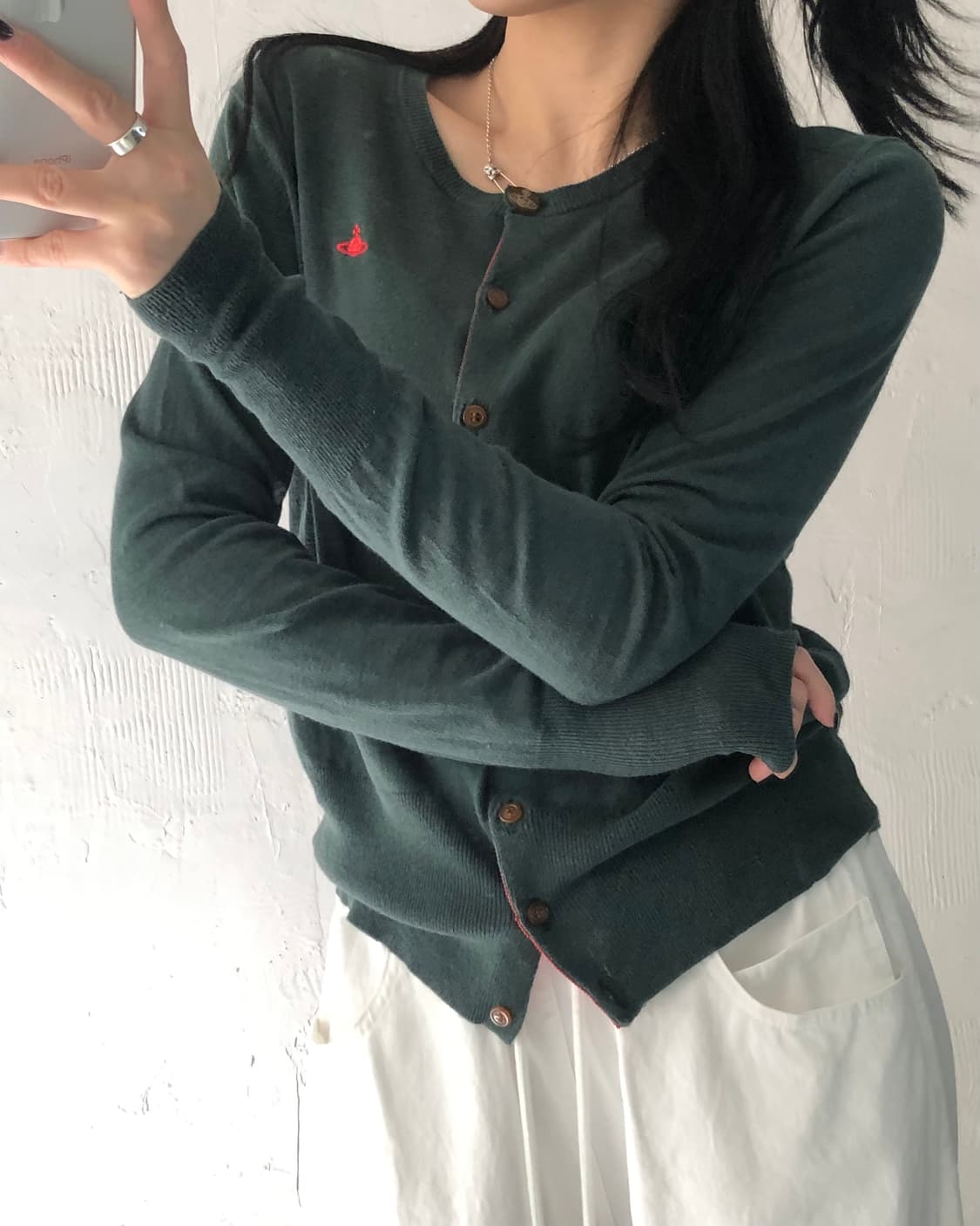 비비안 웨스트우드 레드라벨 ORB로고 코튼 유넥 가디건 상품이미지1