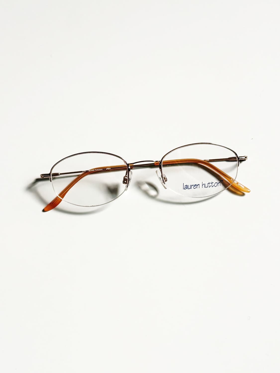 90s LAUREN HUTTON 골드 반무테 스퀘어 메탈 빈티지 안경 상품이미지1