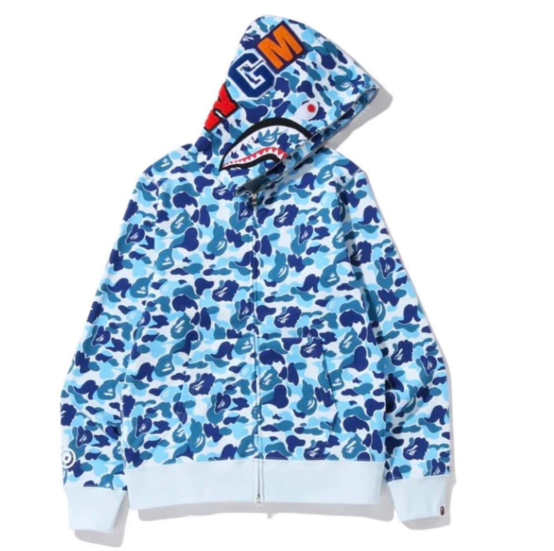 Bape ABC 블루 샤크 카모 풀 집업 후드 L사이즈 상품이미지1