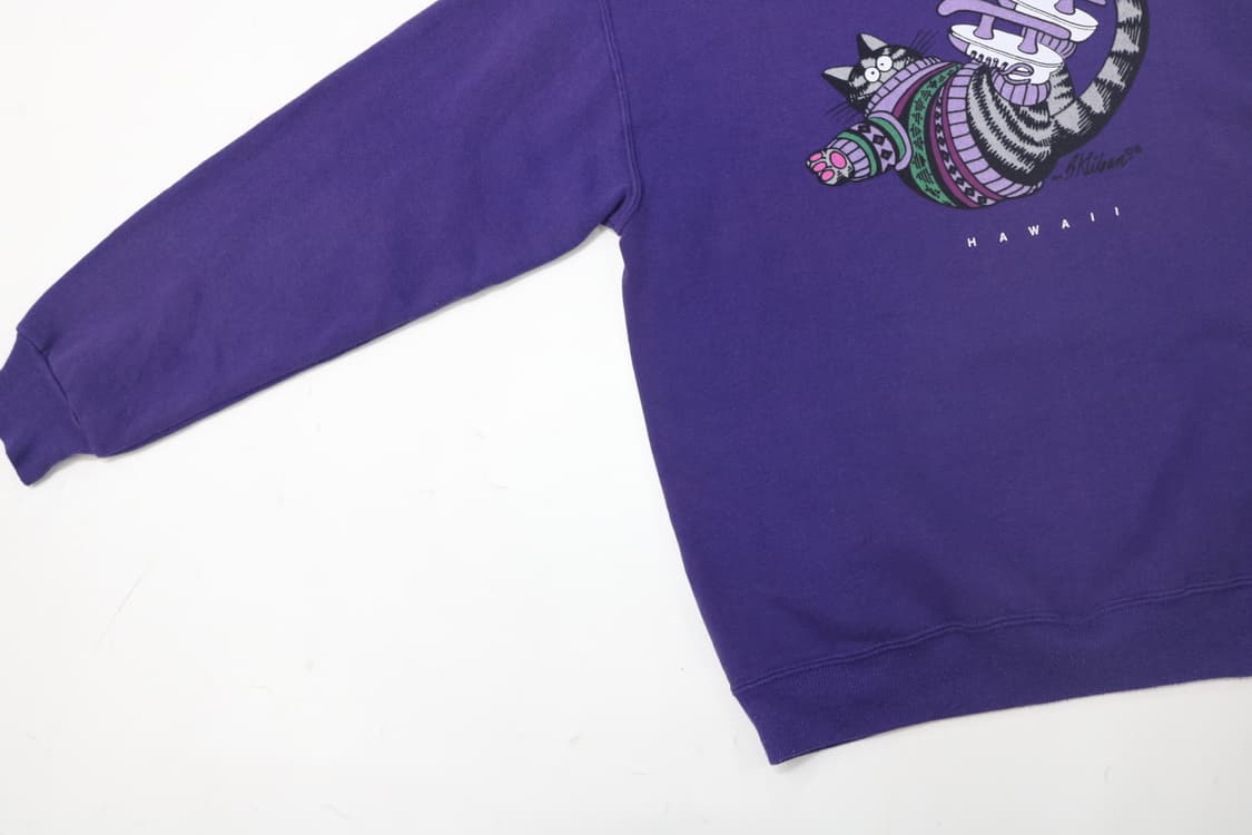 크레이지 셔츠 빈티지 B.Kliban 고양이 퍼플 맨투맨 (M) 상품이미지9