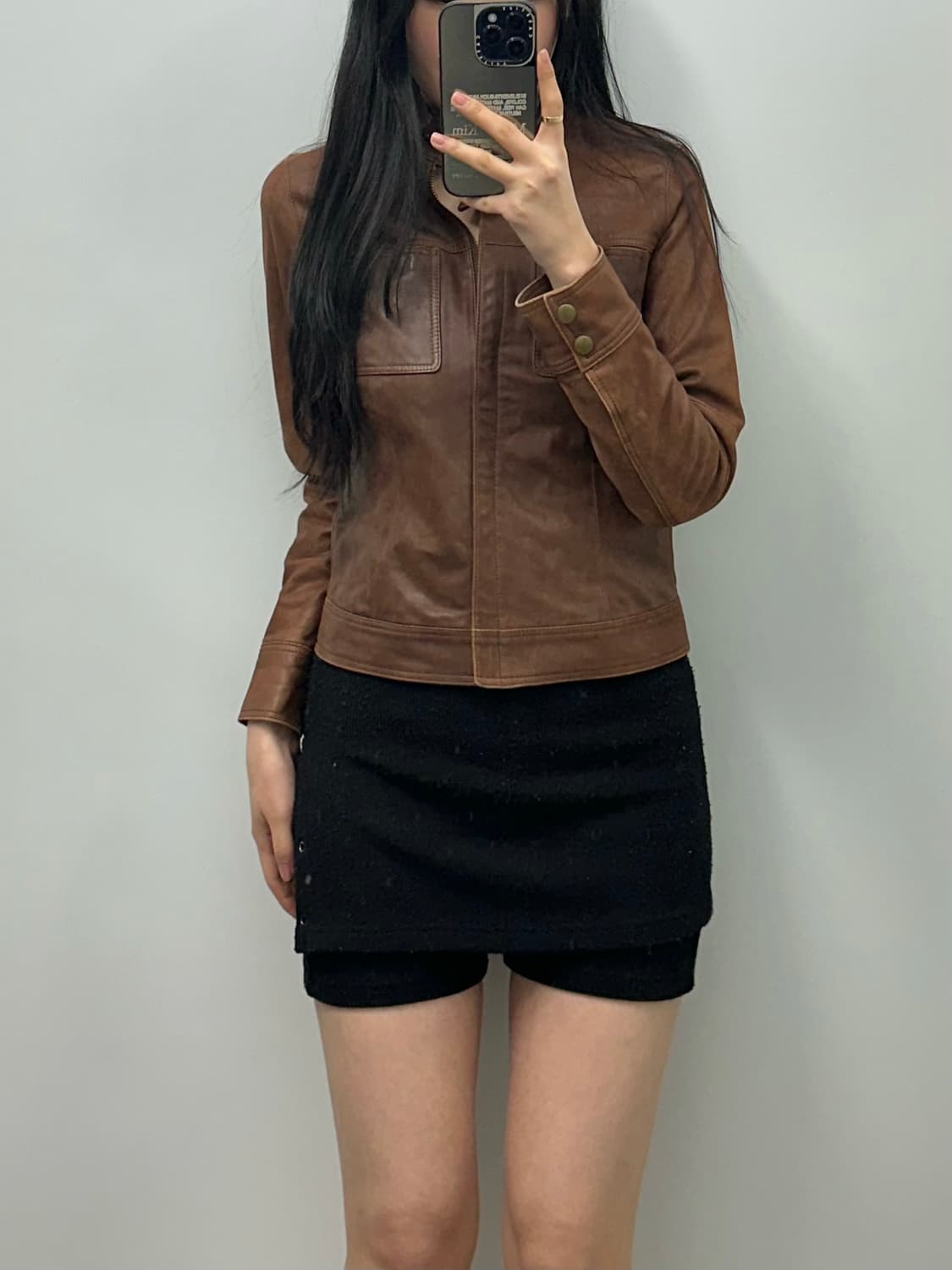 Vintage 빈티지 브라운 양가죽 레더 자켓 상품이미지1