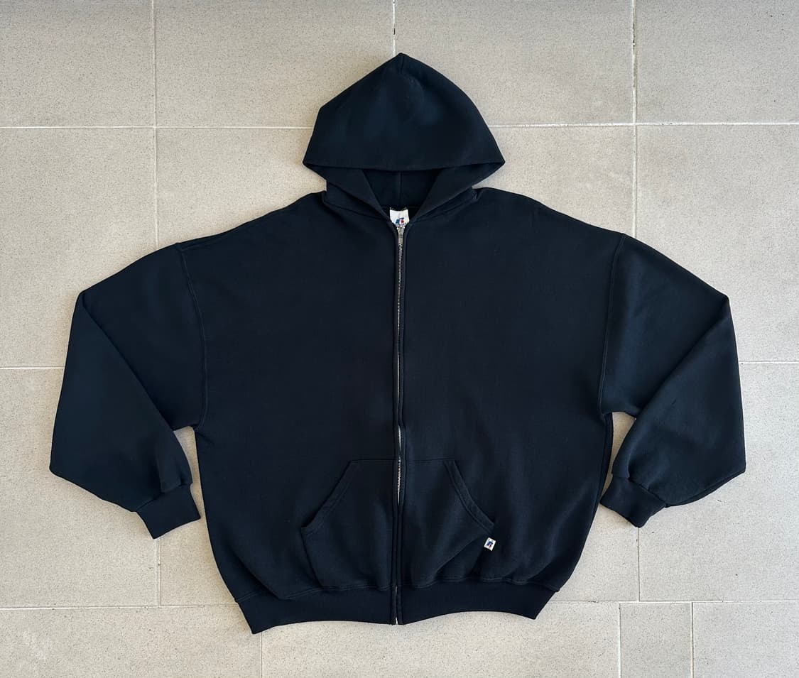 00s 빈티지 러셀 후드집업 블랙 XXL 상품이미지1