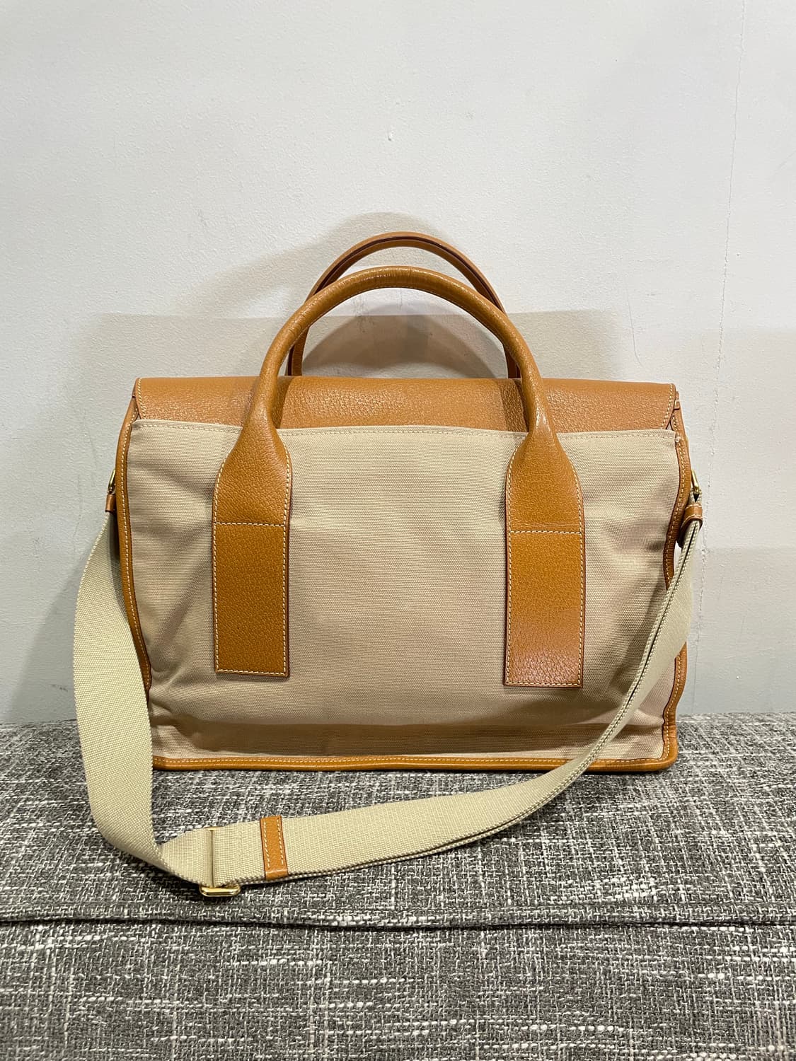 프라다 가죽 캔버스 토트백 베이지/브라운 정품 상품이미지2