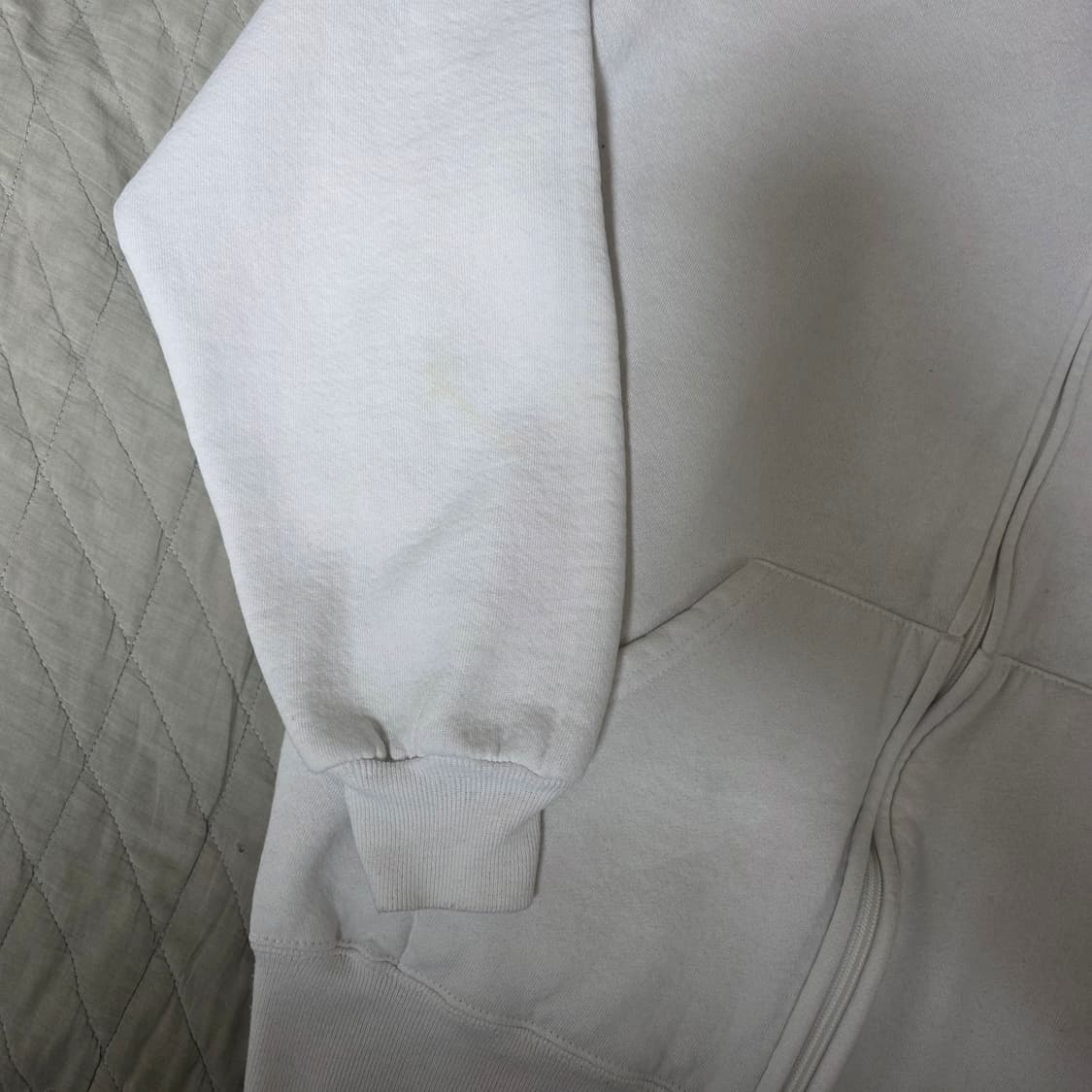 [XL] 90s 빈티지 러셀 애슬레틱 화이트 후드집업 Usa스테인 상품이미지3