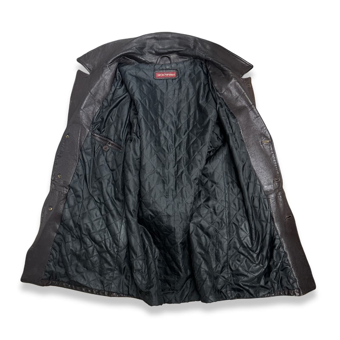 90s EMPORIO ARMANI 더블 브레스트 레더 자켓 L 상품이미지4