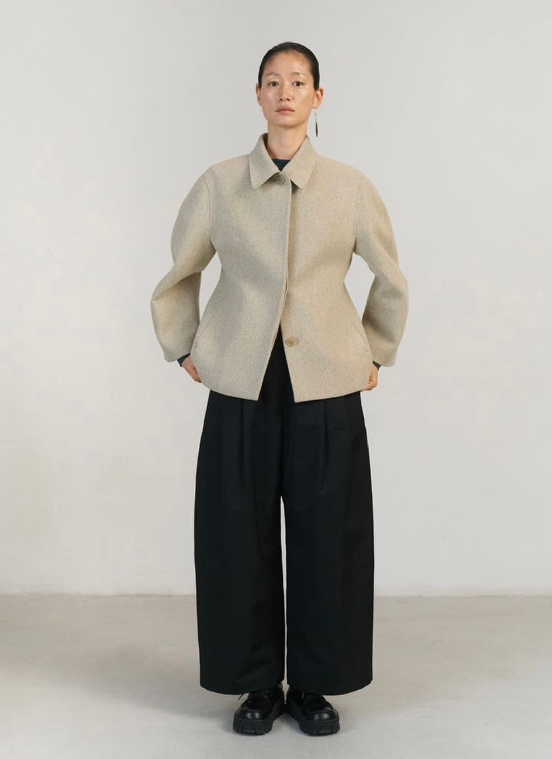 아모멘토 Amomento 아워글래스 하프코트 베이지 상품이미지2