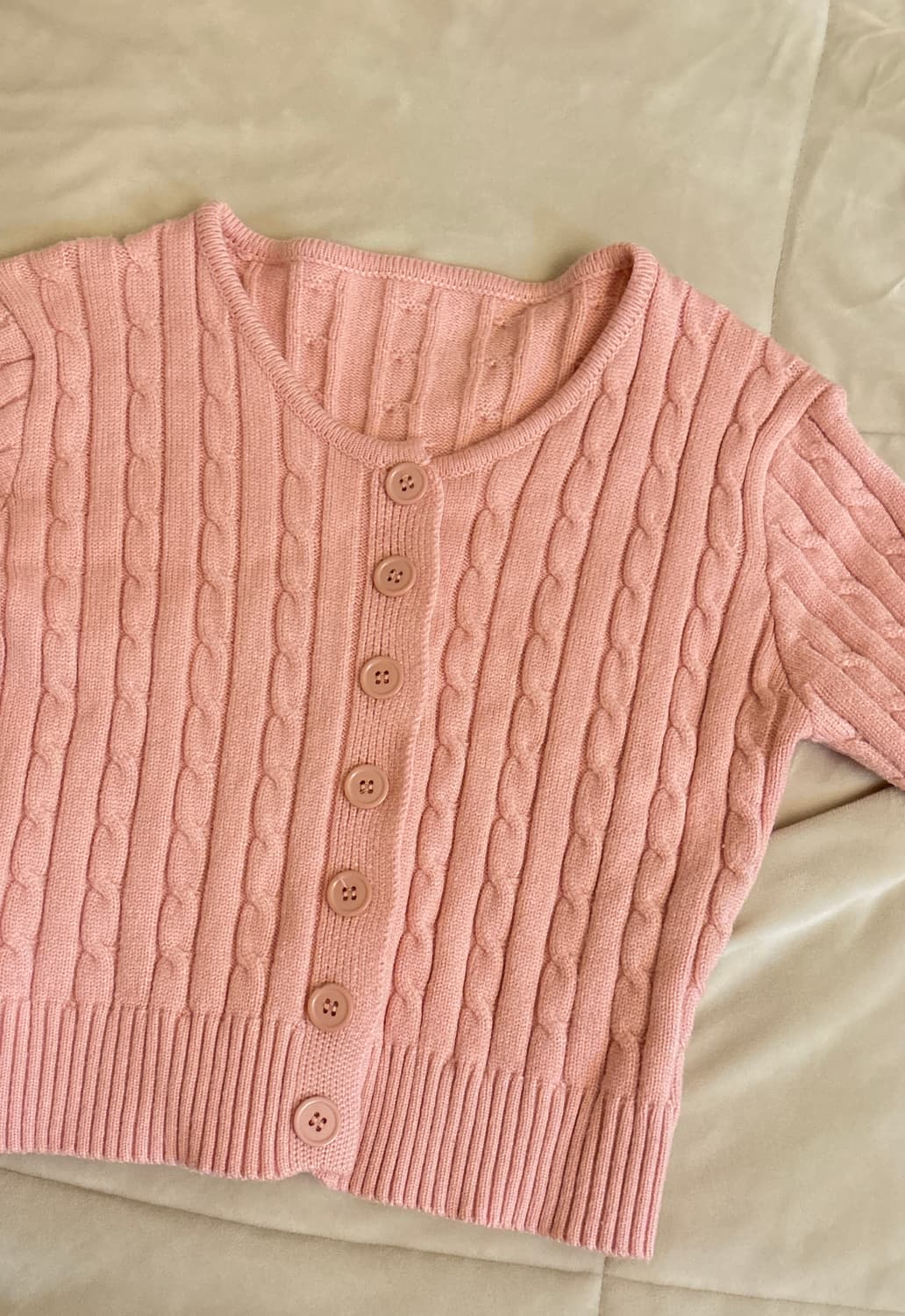 핑크 꽈배기 니트 가디건 상품이미지2