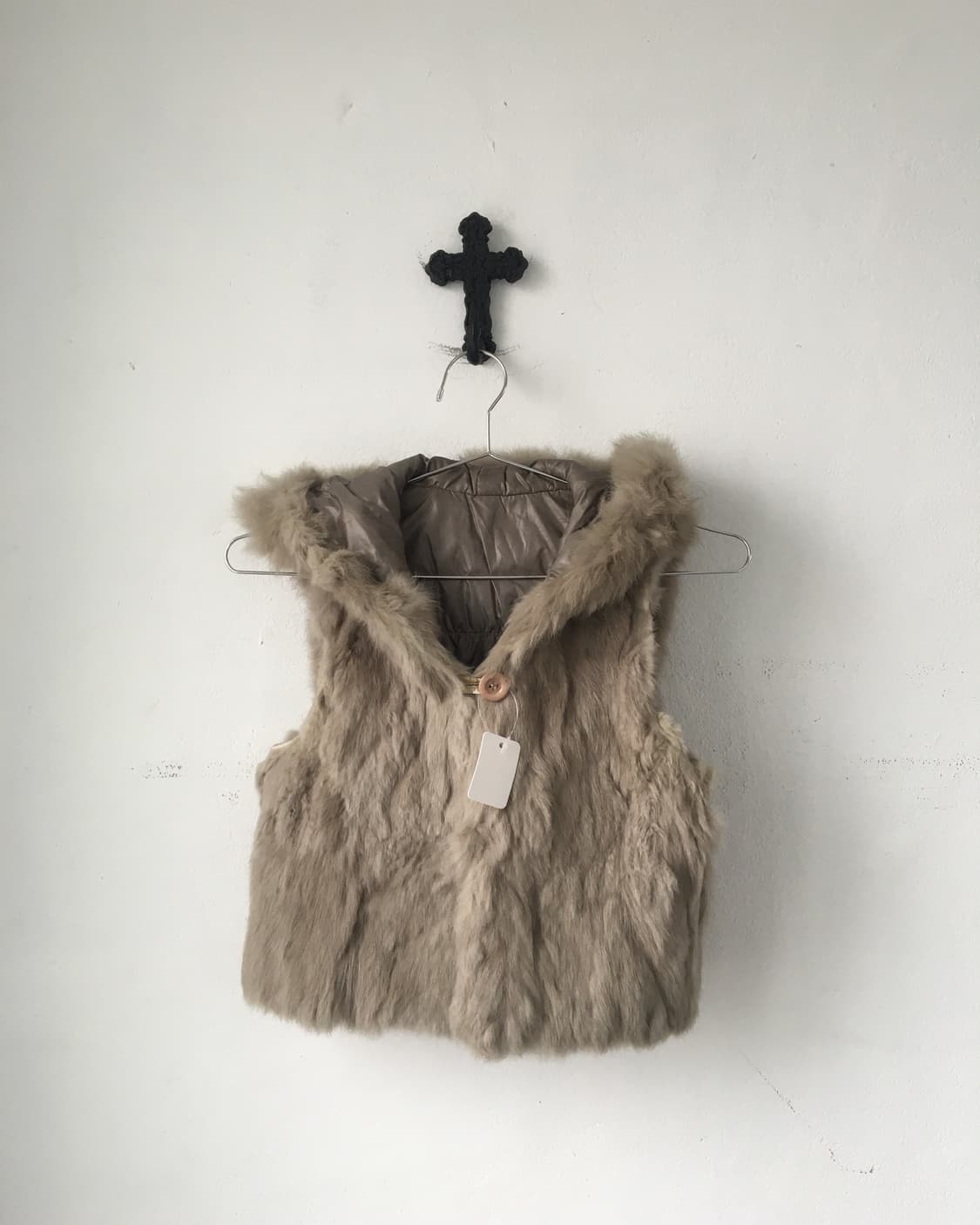 Reversible rabbit fur hood vest 상품이미지2