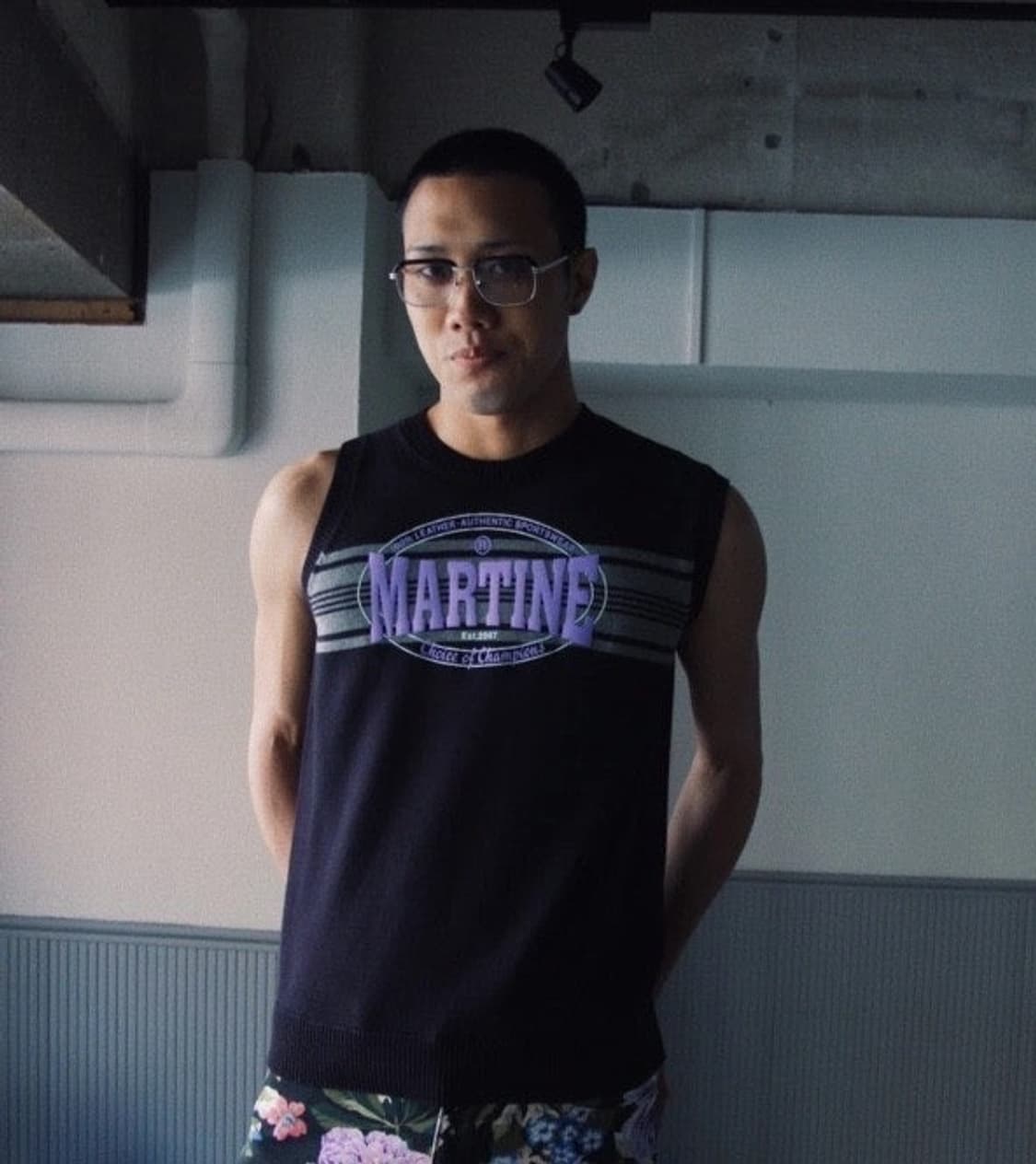 마틴로즈 TEXAN 로고 베스트  블랙/퍼플 L 상품이미지4