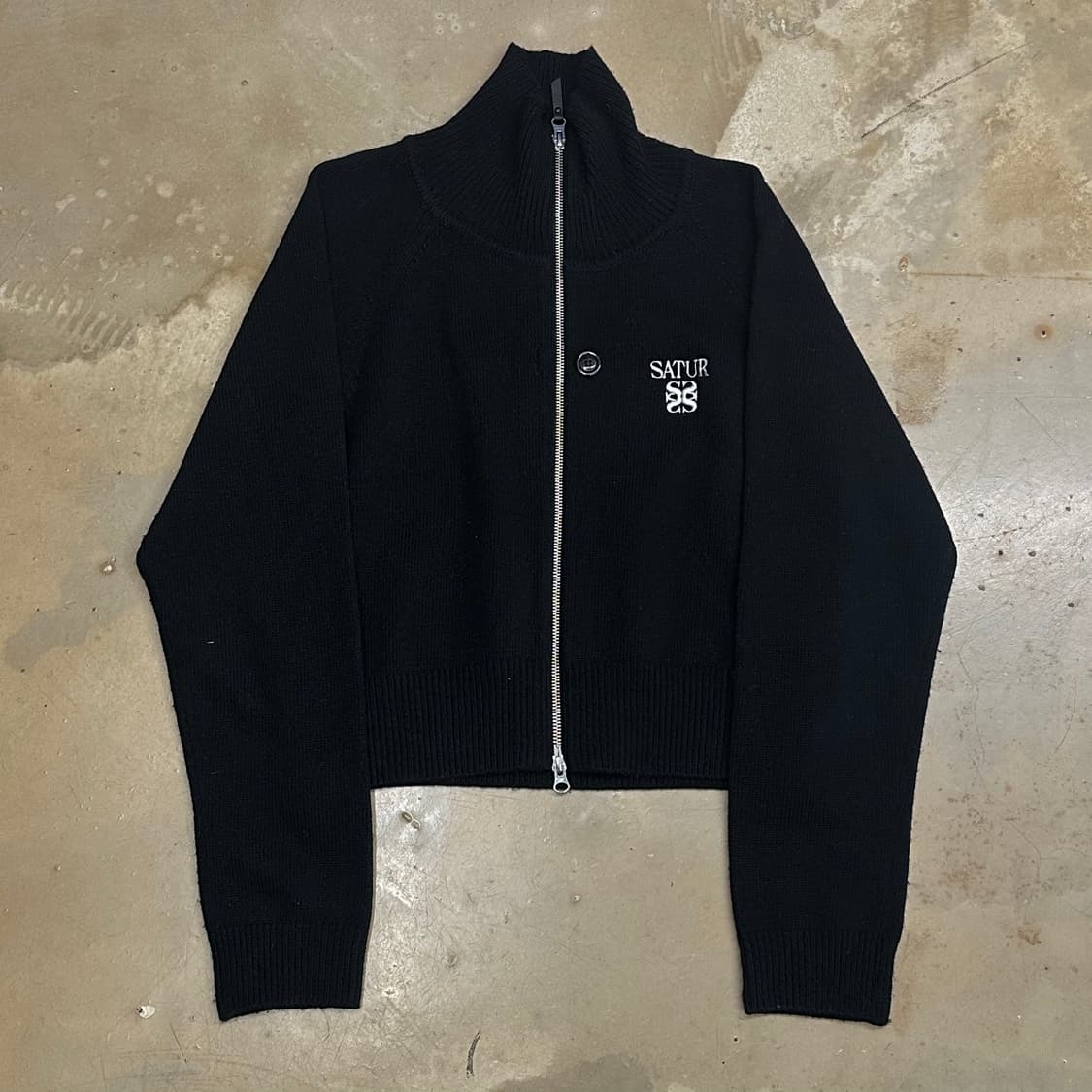 M 세터 여성용 블랙 울 니트집업 상품이미지2