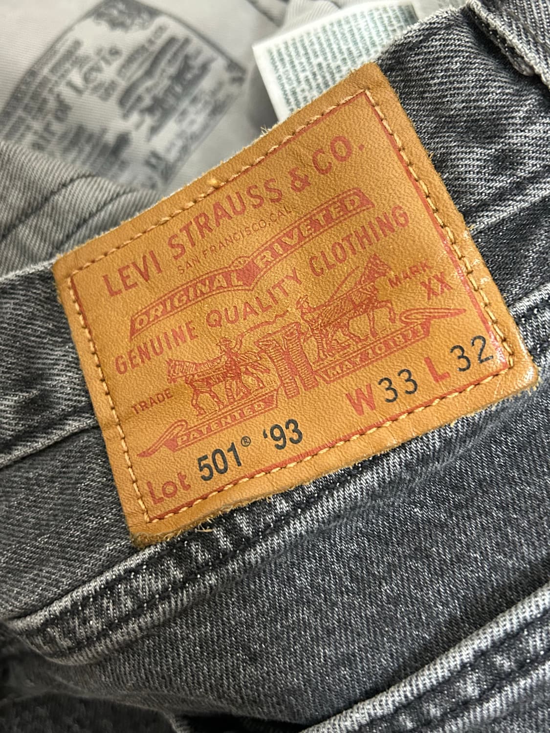 리바이스 프리미엄 빅E 501 93 워싱 블랙 데님팬츠 상품이미지5