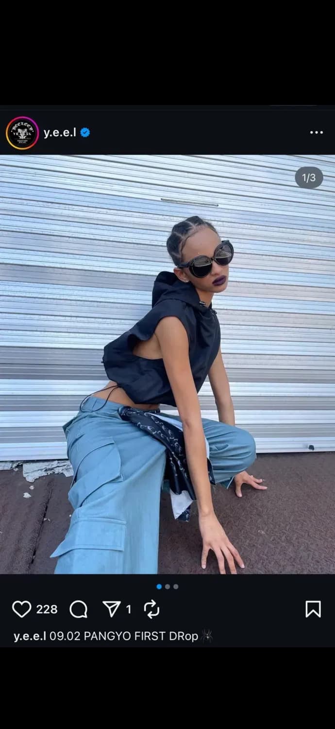 Leey yeel 카고 레더팬츠 스카이블루 상품이미지4