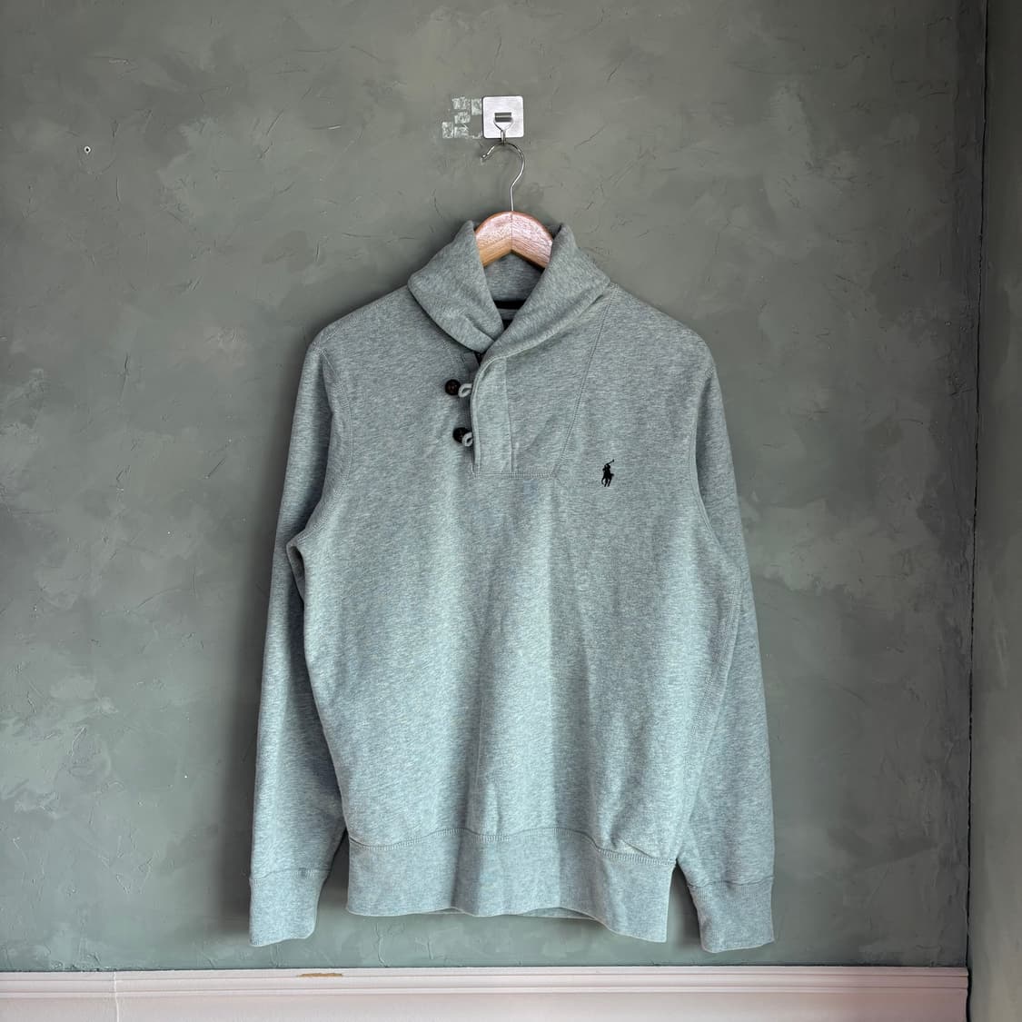 폴로 랄프로렌 숄카라 코튼 반집업 그레이 상품이미지1