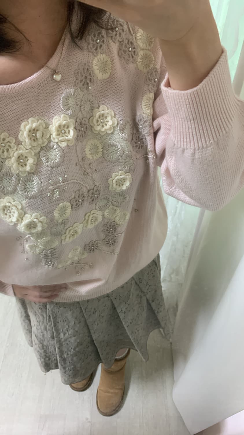 Milk pink garden sweater (vintage) 상품이미지4