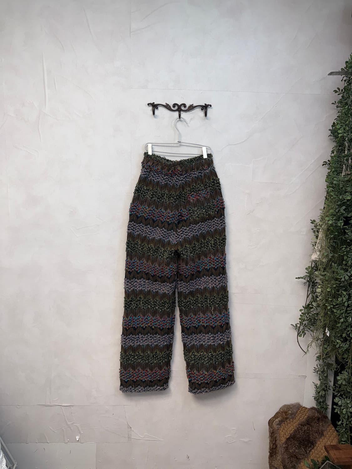 Khaki ethnic hippie color mix knit pants 상품이미지5