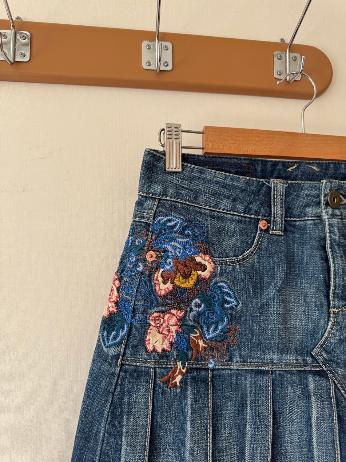 오리엔탈 데님 플리츠 미니 스커트 상품이미지2