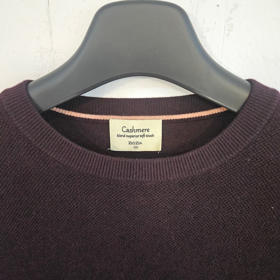 지오지아 캐시미어 라운드넥 긴팔 니트 100 와인색 상품이미지3