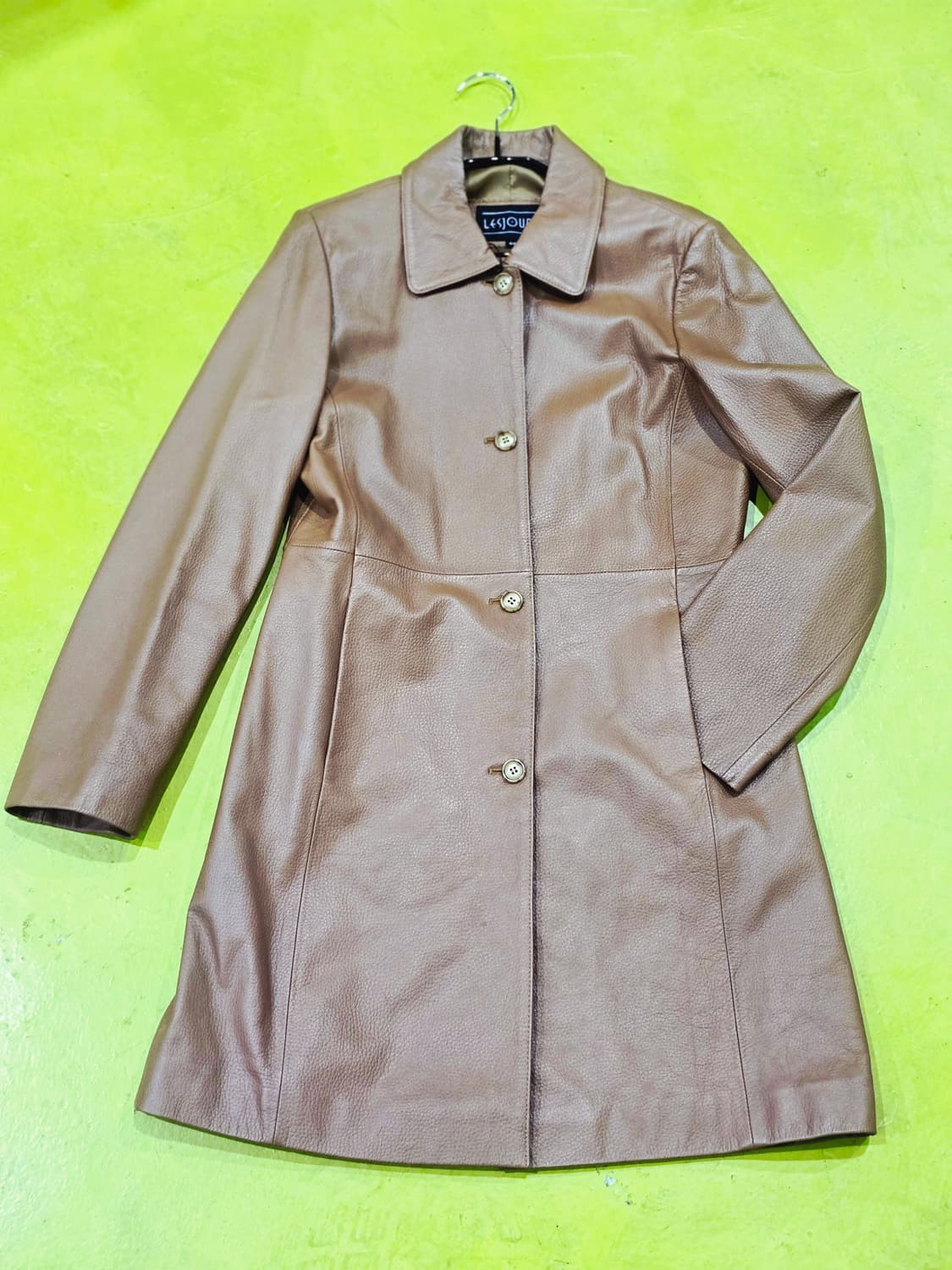 레쥬르 브라운 양가죽 레더 코트 상품이미지1