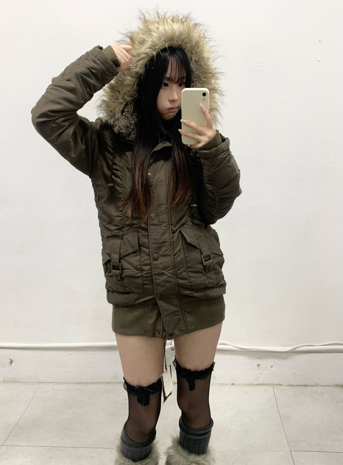 [GRAFFI] y2k 갸루 브라운카키 야상 자켓 상품이미지5