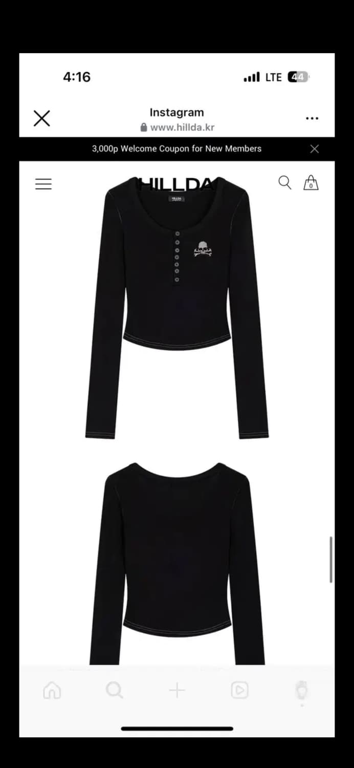 힐다 스컬 버튼 탑 hillda Skull Button Top 상품이미지2