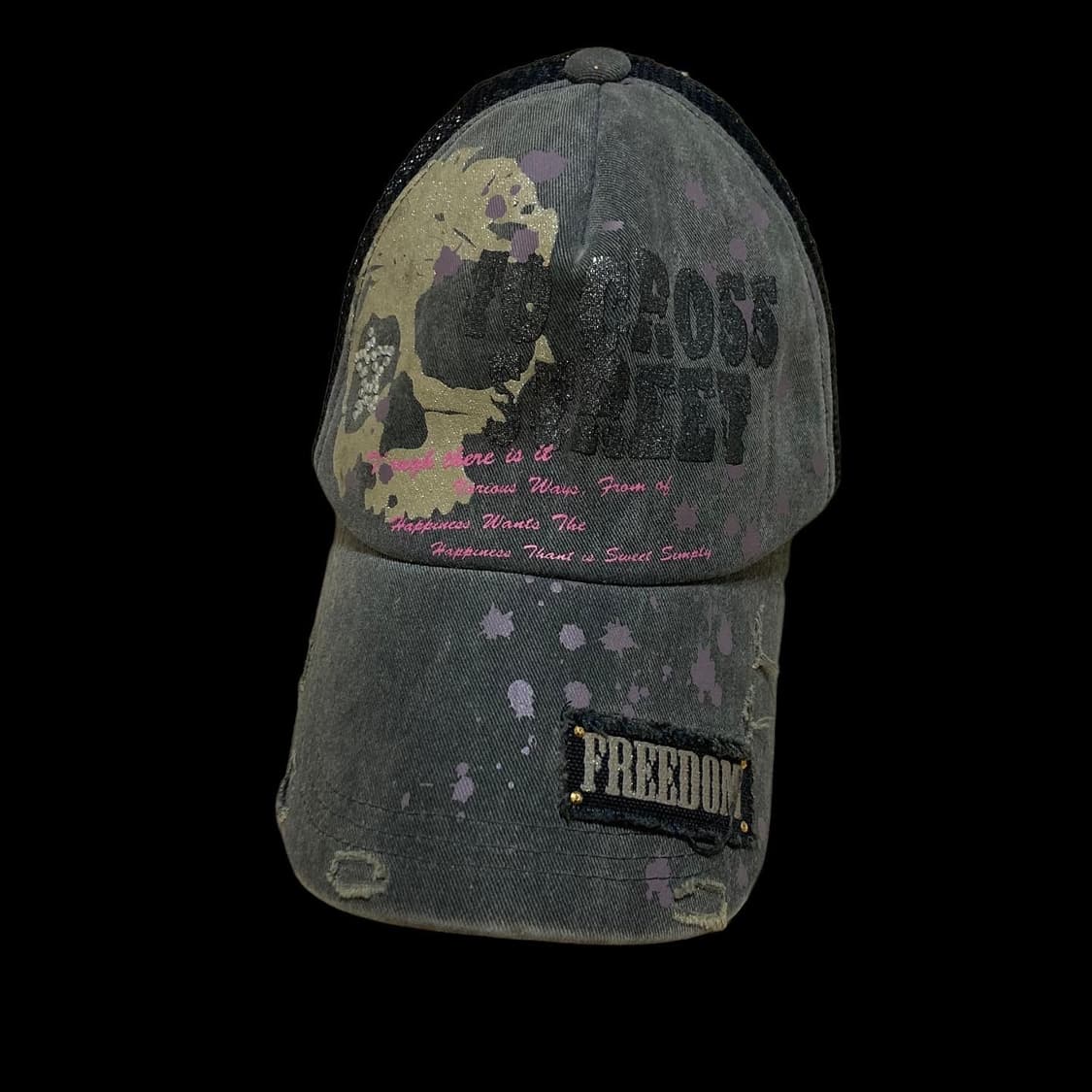 빈티지 펑크 스컬 프린팅 매쉬 트러커캡 상품이미지2