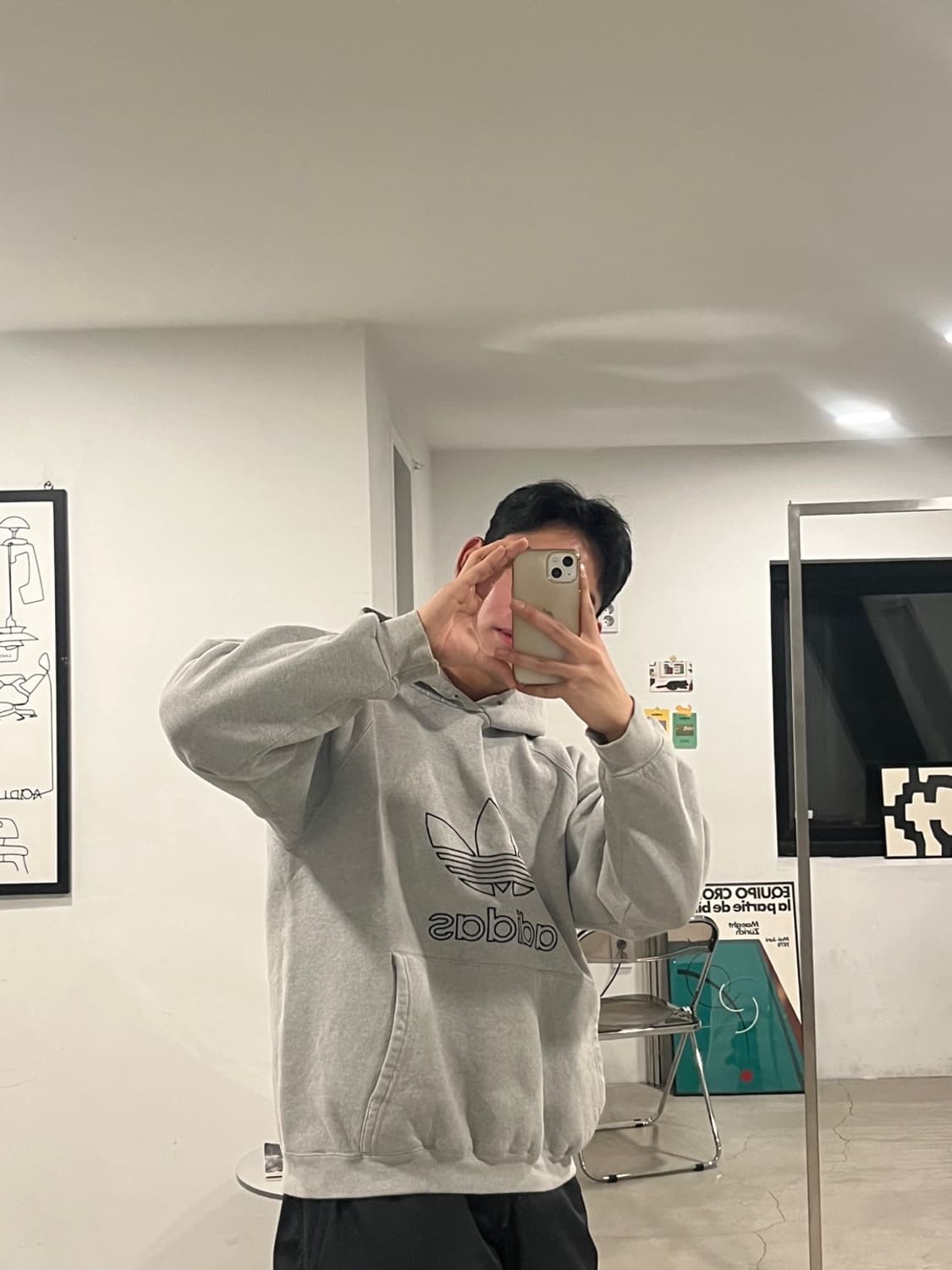 아디다스 빅로고 기모 후드티 (남녀공용 상품이미지1