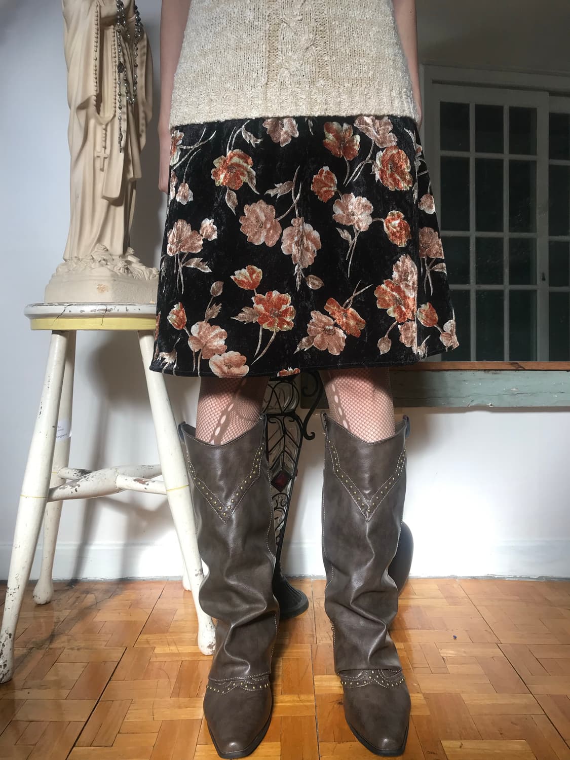 vintage velvet pattern skirt(26inch) 상품이미지3