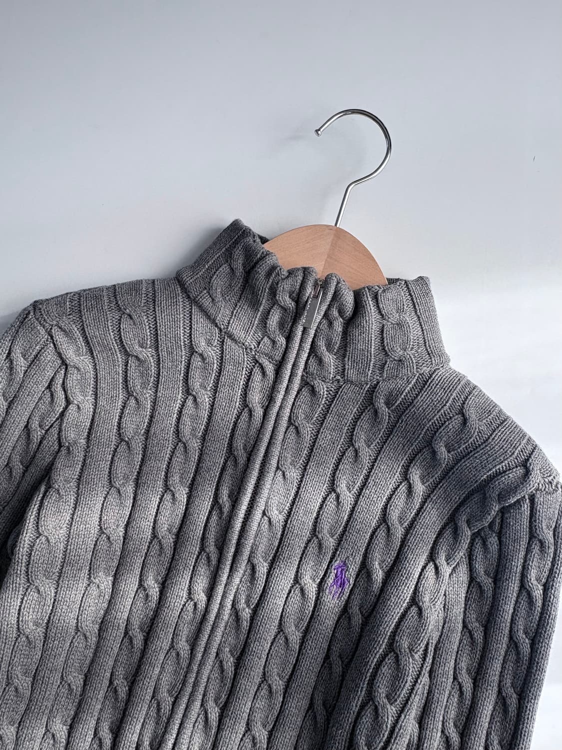 Polo 랄프로렌 우먼 코튼 그레이컬러 케이블 니트집업 상품이미지5