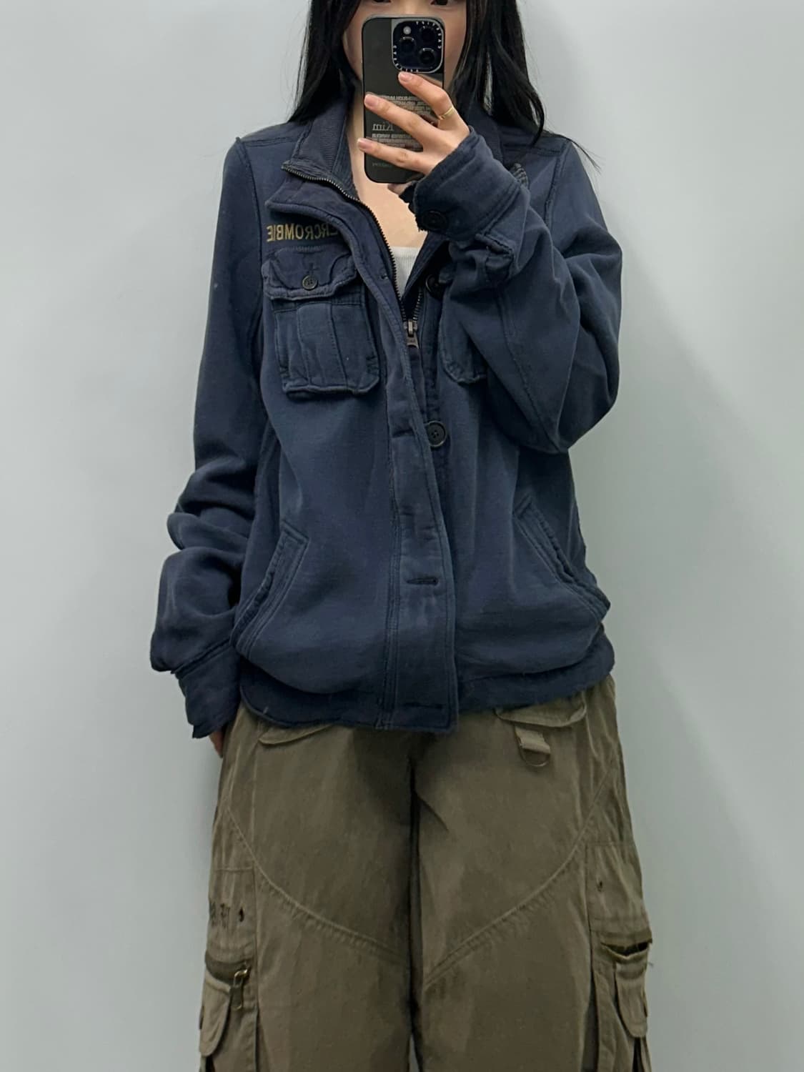 아베크롬비 y2k 와투케 포켓 네이비 자켓 상품이미지1