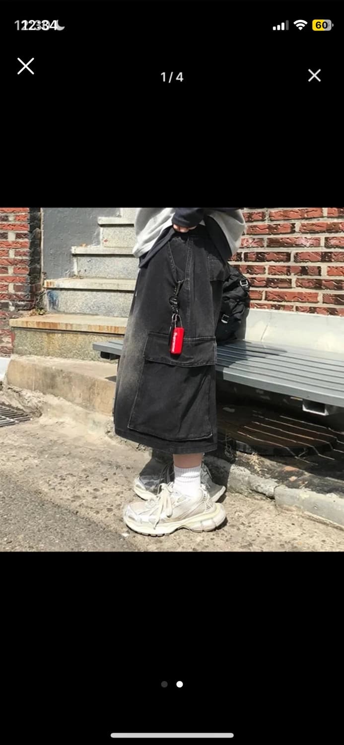 니치스 레이지 버뮤다 카고팬츠 흑청 상품이미지1