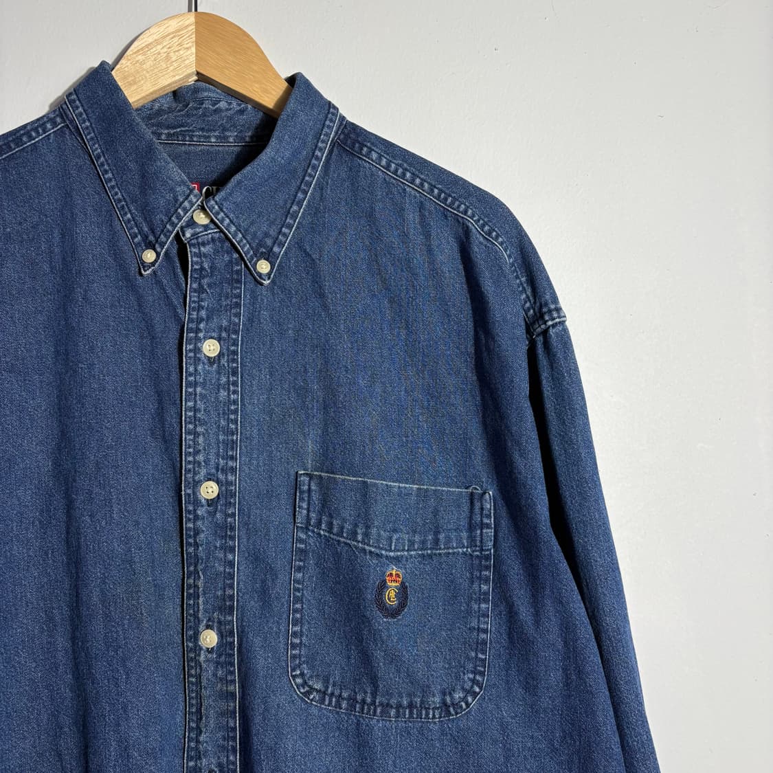 폴로 랄프로렌 빈티지 골드 로고  데님 셔츠  (무료배송) 상품이미지2