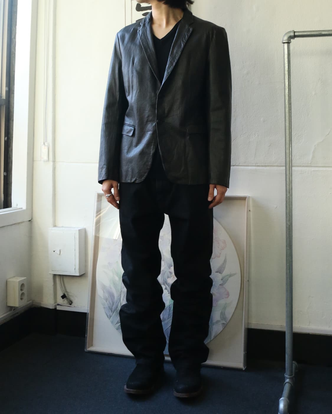 블랙바렛 레더 블레이저  상품이미지3