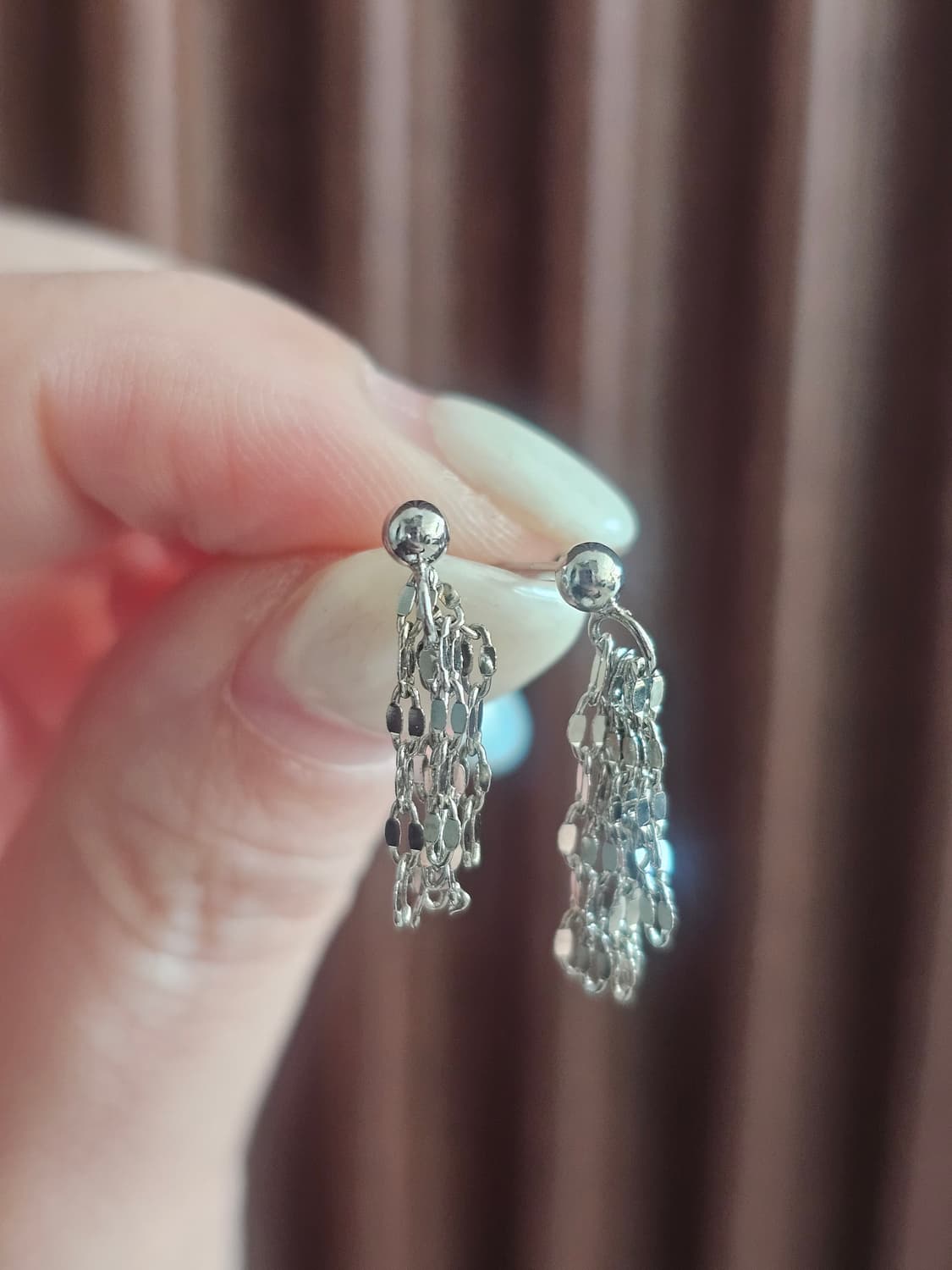 실버 드롭 체인 귀걸이 새상품 상품이미지1