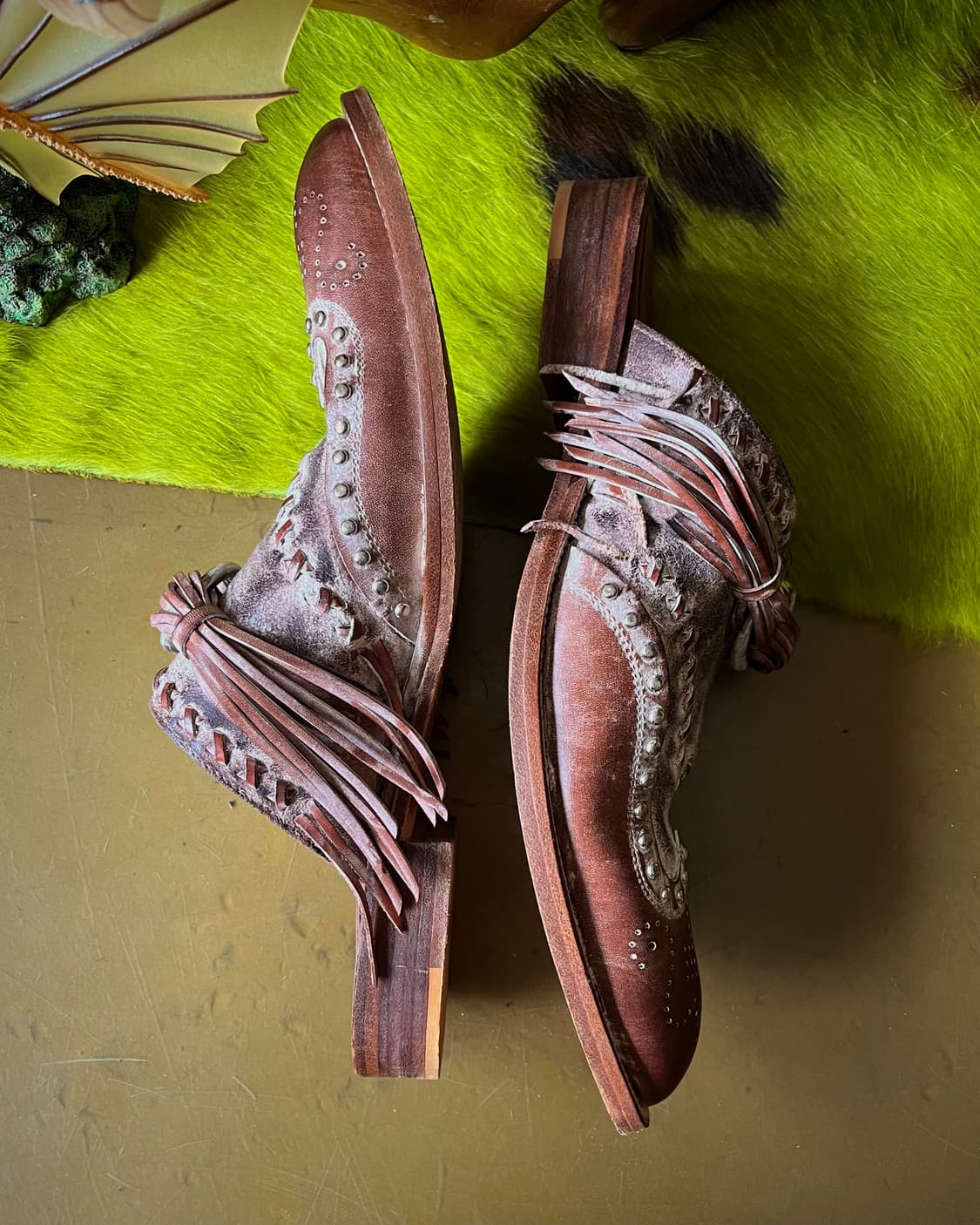 Whoop de doo Fringe Leather Mule Loafer 상품이미지6