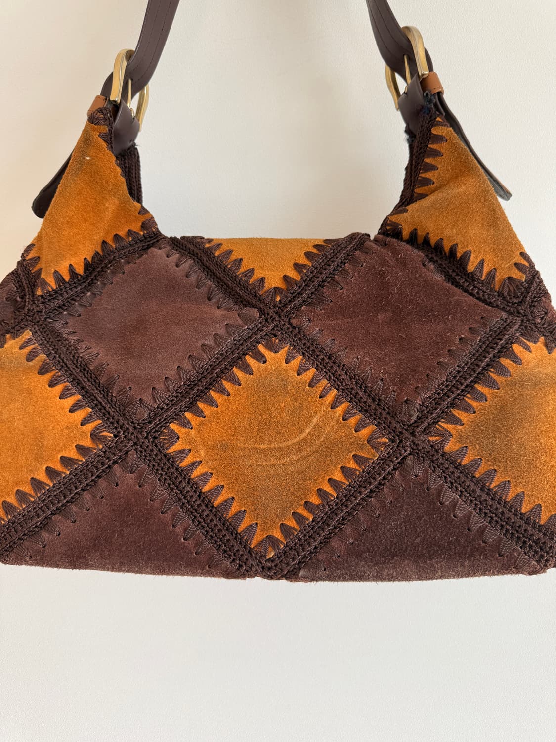 Pre owned 스웨이드 패치워크 호버 숄더백  상품이미지5