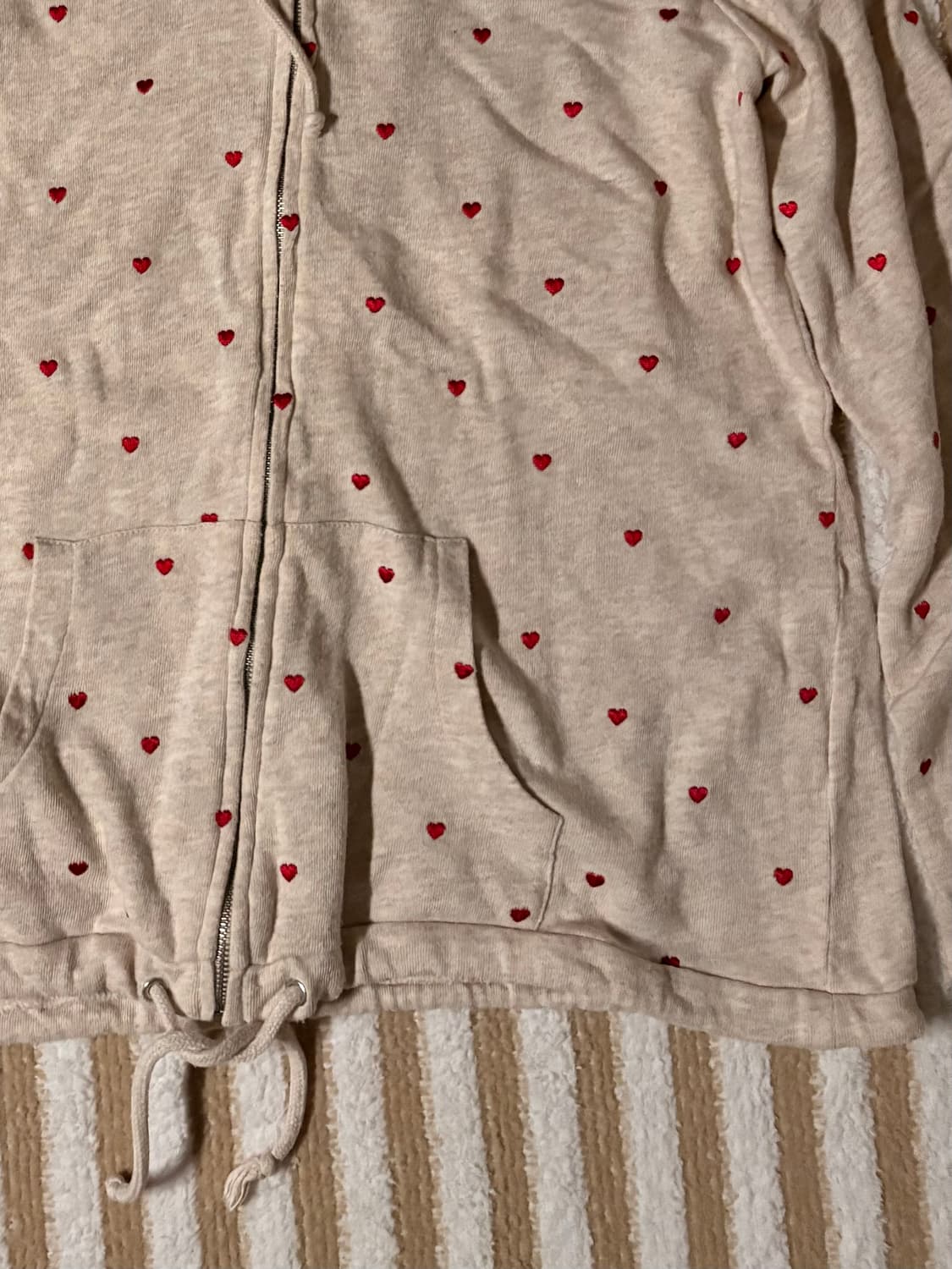 일본 빈티지 하트 베이지 모리걸 후디 상품이미지3