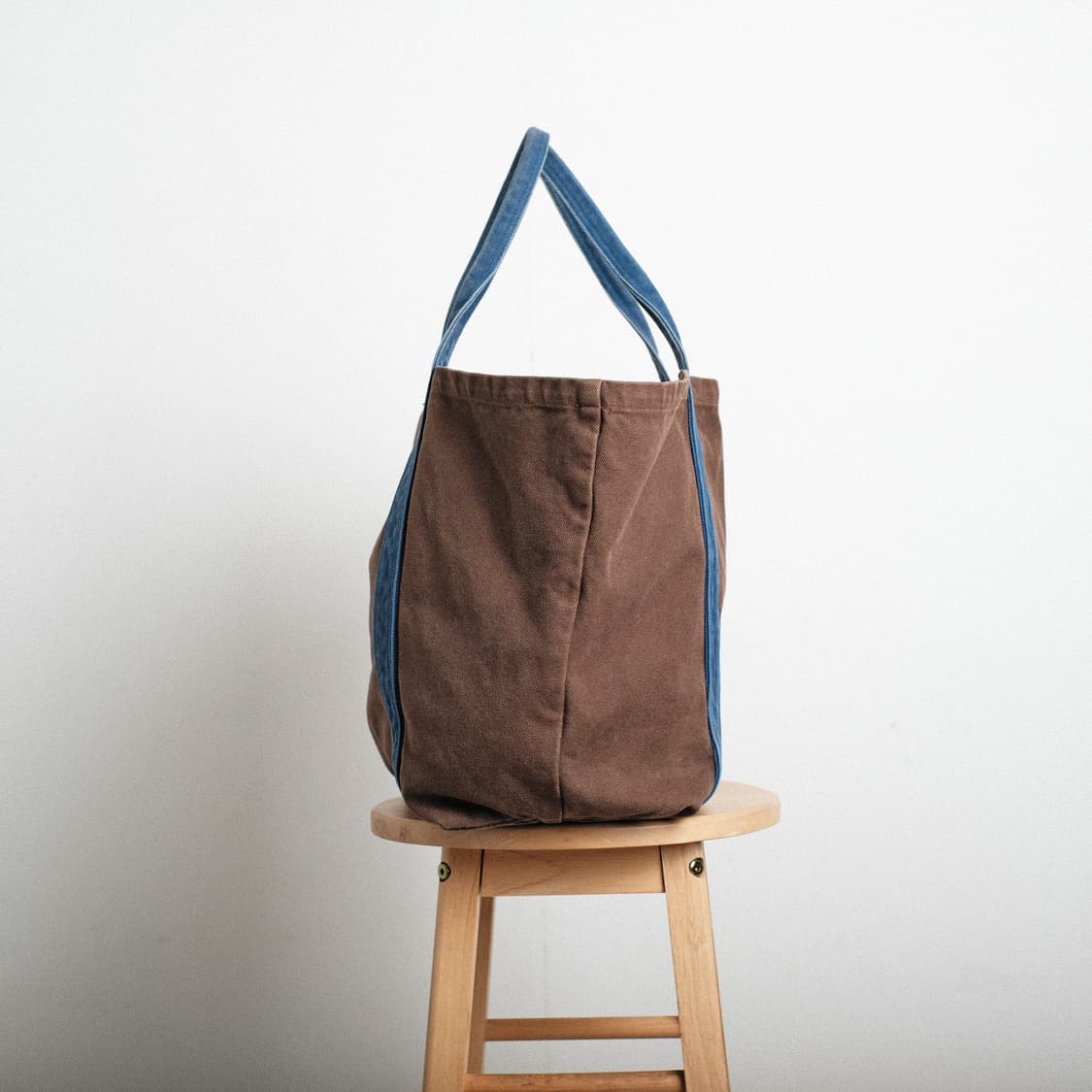 45rpm 브라운/블루 캔버스 토트백 상품이미지5