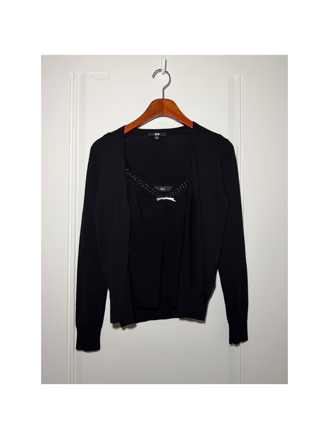 일본빈티지 블랙 도트 레이스 세트 상품이미지1