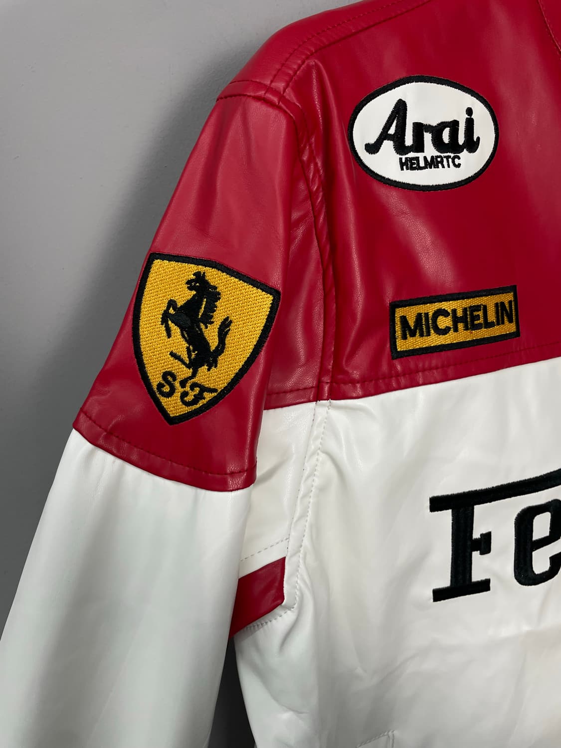 페라리 F1 자수로고 레드 레더자켓 H1840 상품이미지5