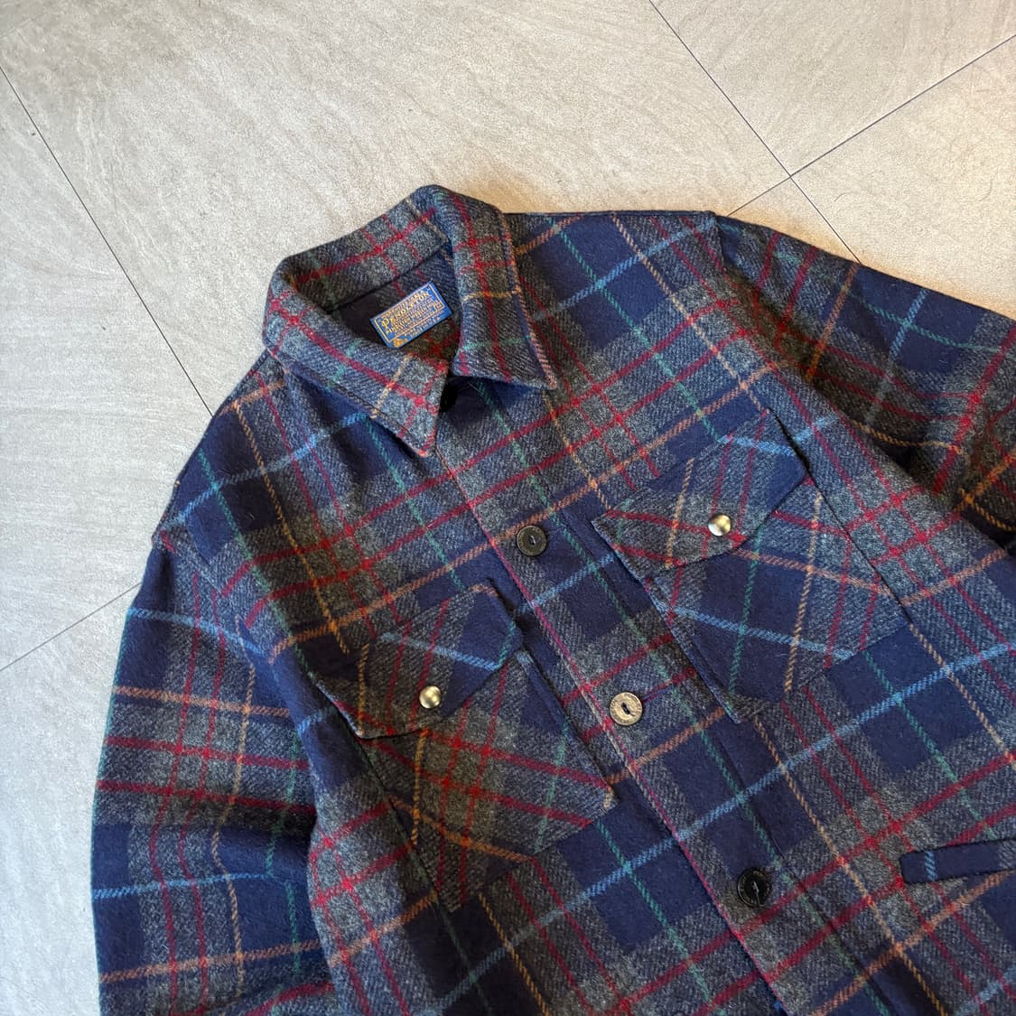80년대 미국 생산 펜들턴 체크 울 체크 CPO 셔츠 자켓  상품이미지2