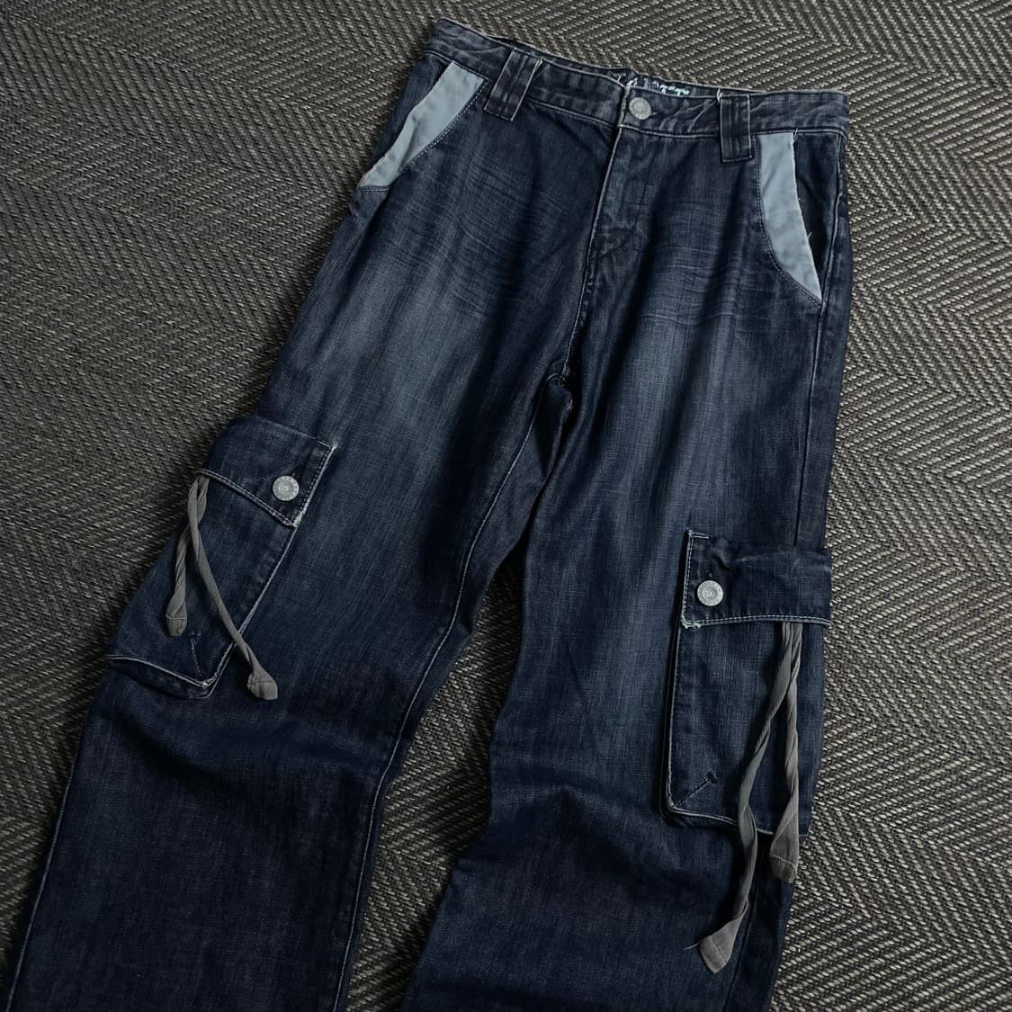 빈티지 y2k 데님 퍼티그 카고 팬츠 y 4123 상품이미지1