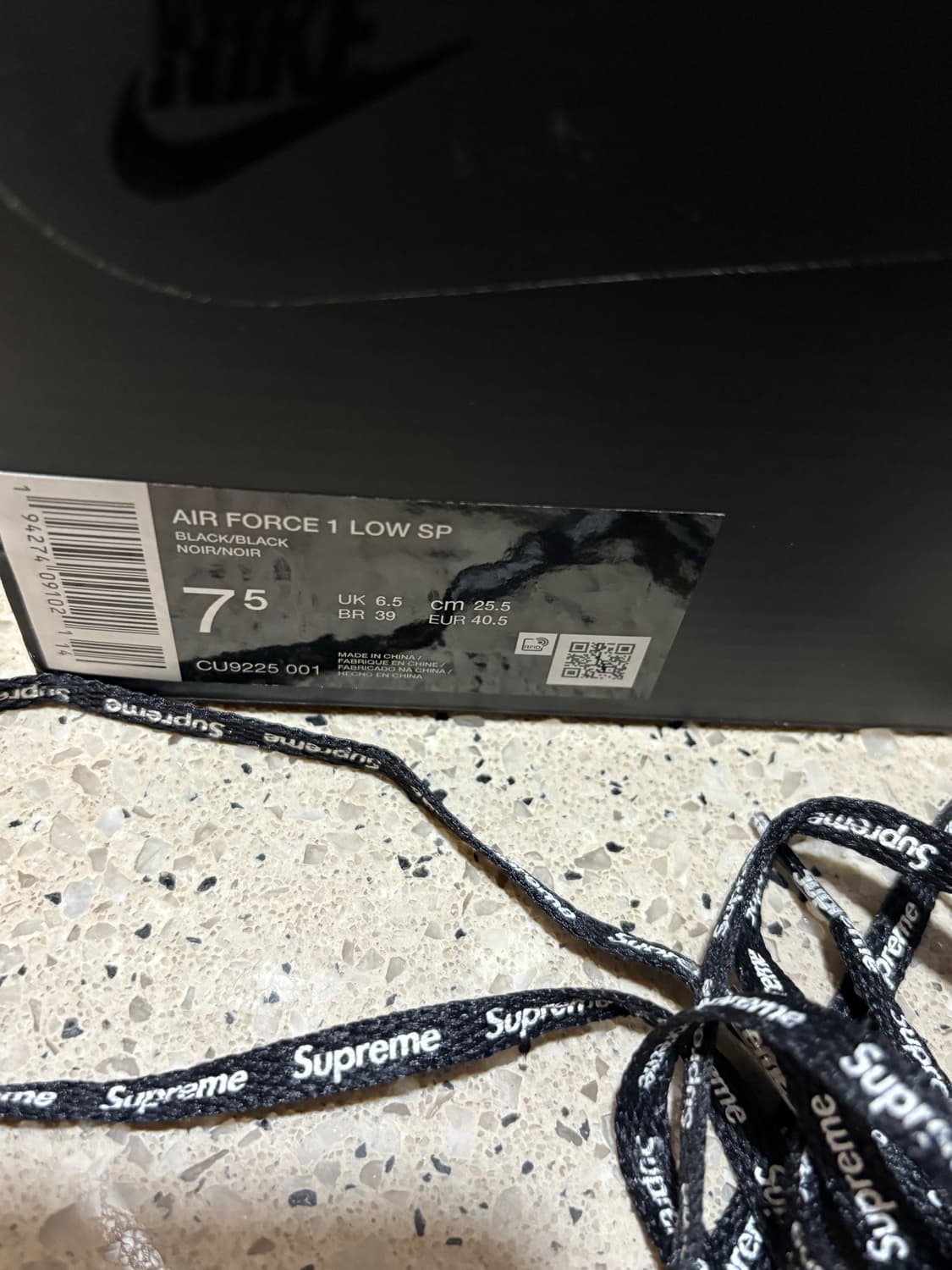 [255] 나이키 x 슈프림 에어포스 1 로우 블랙 255 상품이미지6