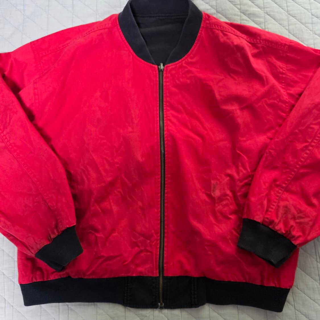 [M] 90s 빈티지 말보로 리버시블 봄버 자켓 블랙/레드 라이트 페이드 상품이미지7