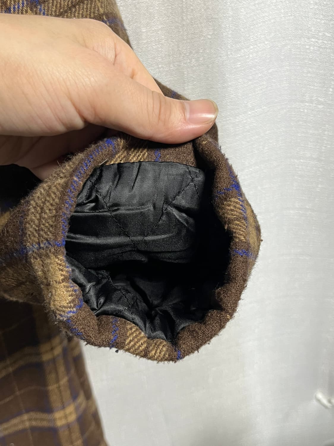 공용 세미오버핏 브라운 더블 체크 롱코트 L 상품이미지2